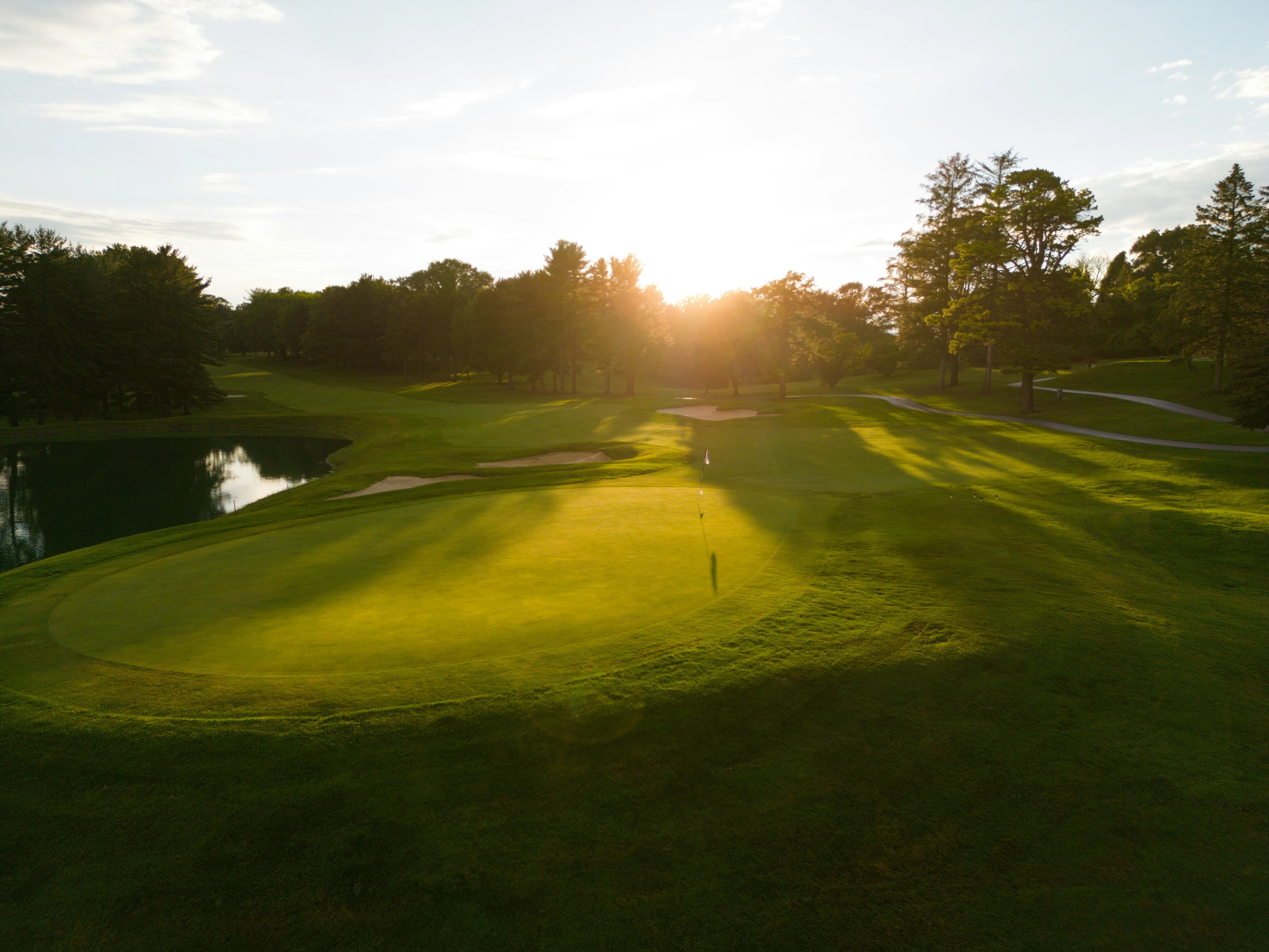 Golf course at dusk