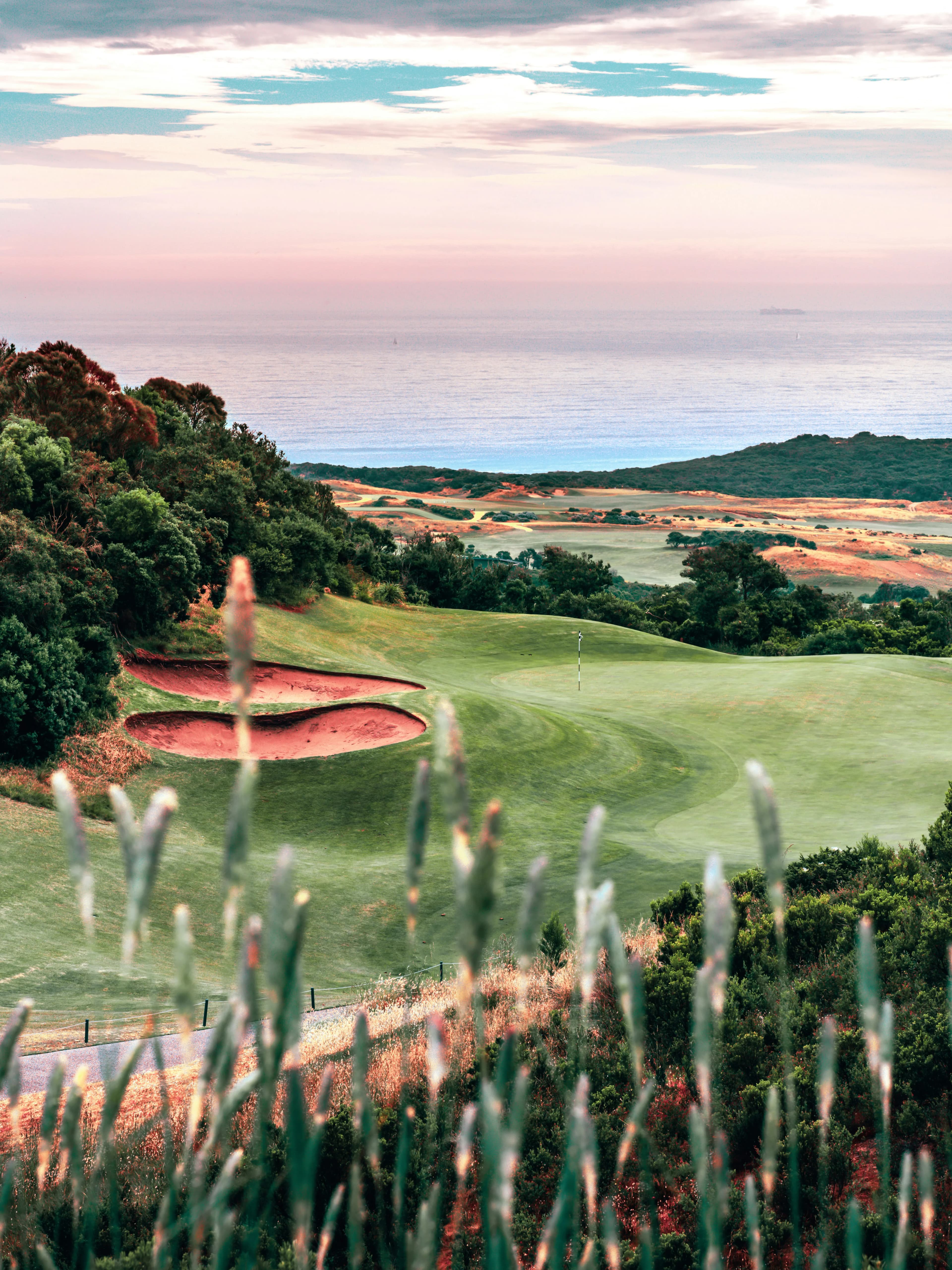 Links course at sunset